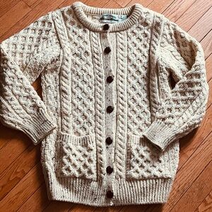 Authentic Irish Wool Fisherman’s Sweater with Pockets